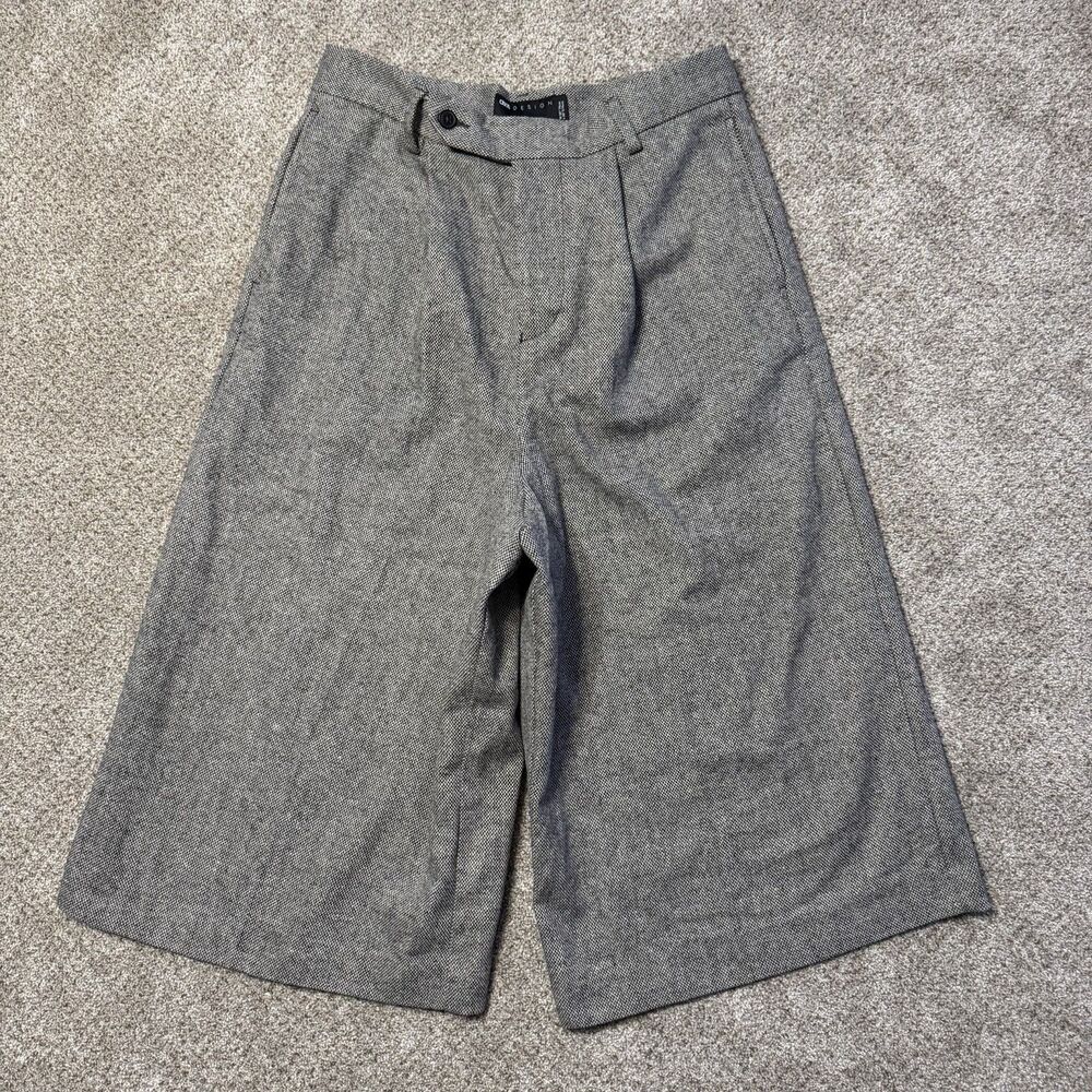 ASOS DESIGN Gray Tweed Herringbone Wide Leg Culottes Cropped Pants W30 L30